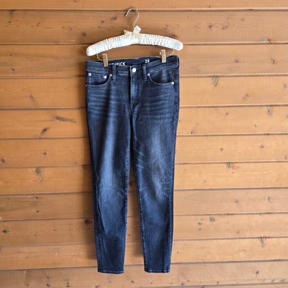 J. Crew Toothpick Jeans Black Stone Wash 28 Skinny Ankle Dark Wash Denim Y2K
